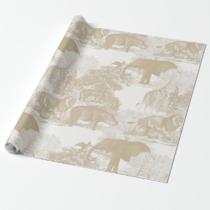 Boho Beige Jungle Animals Safari Chinoiserie Geschenkpapier