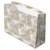 Boho Beige Jungle Animals Safari Chinoiserie Große Geschenktüte (Rückseite Schrägansicht)