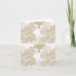 Boho Beige Jungle Animals Safari Chinoiserie Karte