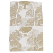 Boho Beige Jungle Animals Safari Chinoiserie Mittlere Geschenktüte (Vorderseite)