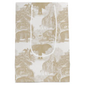 Boho Beige Jungle Animals Safari Chinoiserie Mittlere Geschenktüte (Rückseite)