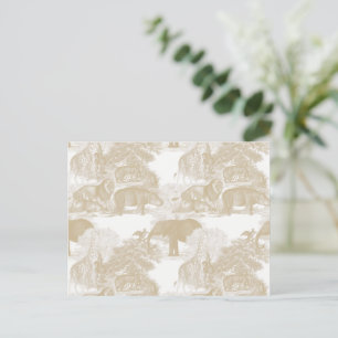 Boho Beige Jungle Animals Safari Chinoiserie Postkarte