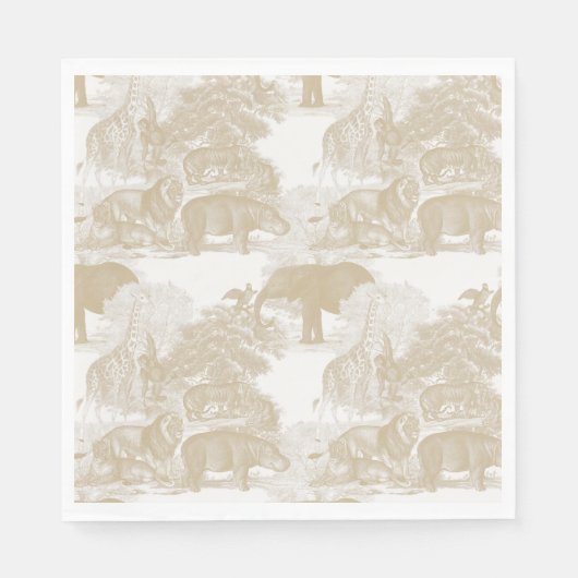 Boho Beige Jungle Animals Safari Chinoiserie Serviette (Vorderseite)