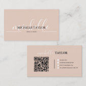 Boho Beige Kalligrafie-Script-QR-Code Visitenkarte (Vorne/Hinten)