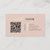 Boho Beige Kalligrafie-Script-QR-Code Visitenkarte (Rückseite)