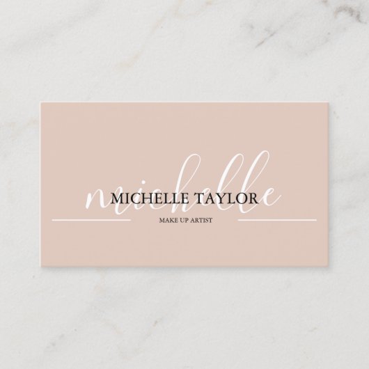 Boho Beige Kalligrafie-Script-QR-Code Visitenkarte (Vorderseite)
