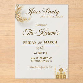 Boho Beige Minimalist Moschee Ramadan Iftar-Party Acryleinladungen
