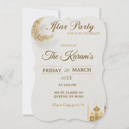 Boho Beige Minimalist Mosque Ramadan Iftar Party  Einladung