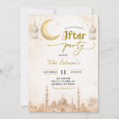 Boho Beige Minimalist Mosque Ramadan Iftar Party Einladung (Vorderseite)