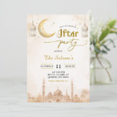 Boho Beige Minimalist Mosque Ramadan Iftar Party Einladung (Stehend Vorderseite)