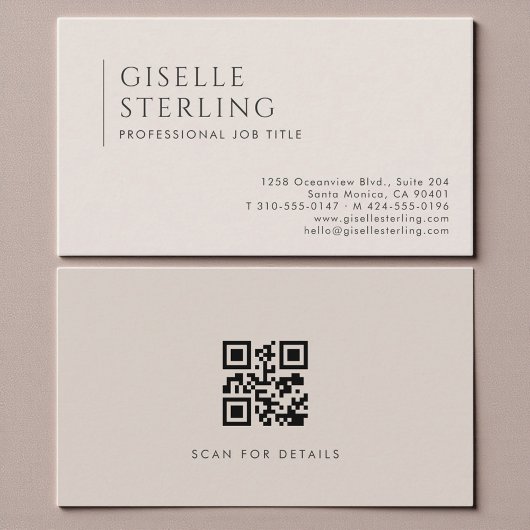 Boho-Beige-Minimalist-Professional-QR-Code Visitenkarte