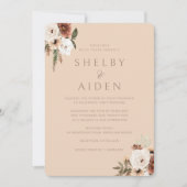 Boho Beige Minimalistische neutrale Hochzeit Einladung (Vorderseite)