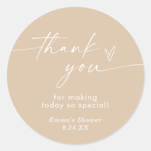 Boho Beige minimalistischer Danke Favor Sticker