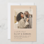 Boho Beige Modernes Script 2 Foto QR Code Wedding Einladung (Vorderseite)