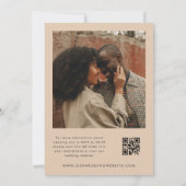Boho Beige Modernes Script 2 Foto QR Code Wedding Einladung (Rückseite)