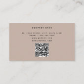 Boho Beige Monogram Moderner Minimalistischer QR C Visitenkarte (Rückseite)