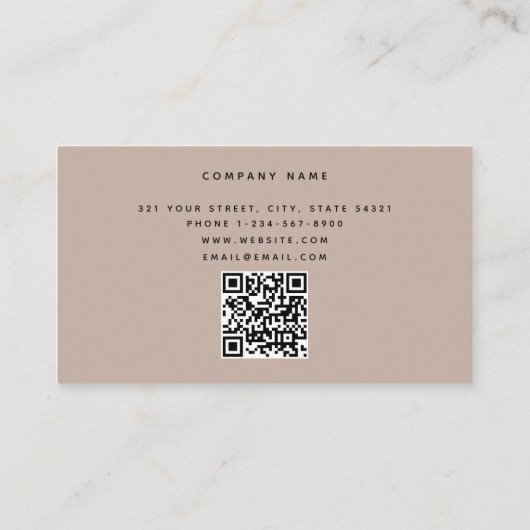 Boho Beige Monogram Moderner Minimalistischer QR C Visitenkarte (Rückseite)