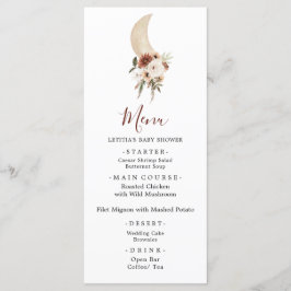 Boho Beige Moon Baby Duschmenü-Schild Menükarte