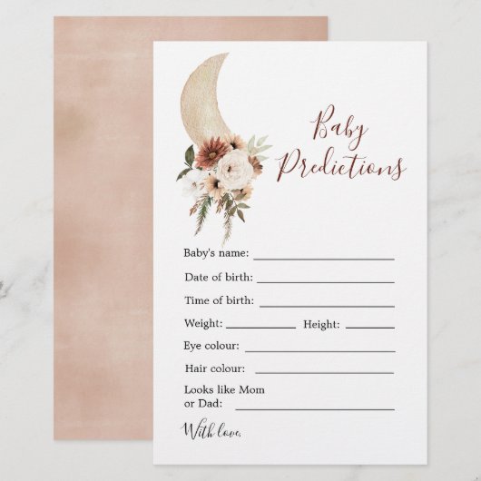 Boho Beige Moon Baby Shower Predication (Vorne/Hinten)
