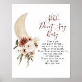 Boho Beige Moon Babydusche Say Baby nicht Poster (Vorne)