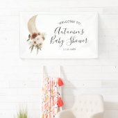 Boho Beige Moon Floral Baby Dusche Große Banner (Insitu)