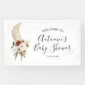 Boho Beige Moon Floral Baby Dusche Große Banner (Horizontal)