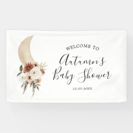 Boho Beige Moon Floral Baby Dusche Große Banner
