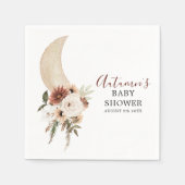 Boho Beige Moon Floral Baby Shooting Paper Napkin Serviette (Vorderseite)