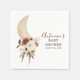 Boho Beige Moon Floral Baby Shooting Paper Napkin Serviette