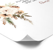 Boho Beige Moon Floral Baby Shower Mama-osa Bar Poster (Ecke)