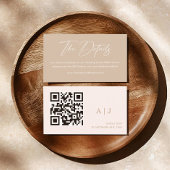 Boho Beige Neutral Wedding Details Qr Code Begleitkarte