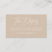 Boho Beige Neutral Wedding Details Qr Code Begleitkarte (Vorderseite)