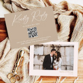 Boho Beige Neutral Wedding RSVP Qr Code Begleitkarte