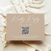 Boho Beige Neutral Wedding RSVP Qr Code Begleitkarte