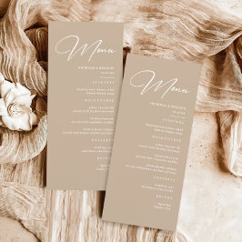 Boho Beige - Neutrale Hochzeit Menükarte