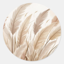 Boho Beige Pampas Gras Hochzeit Runder Aufkleber