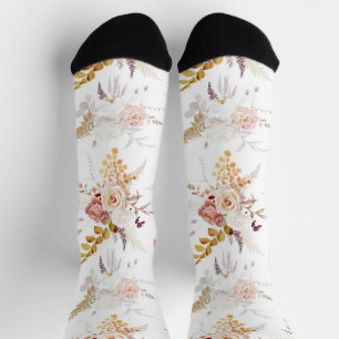 Boho Beige, Pampas Gras Terrakotta Aquarell We Socken