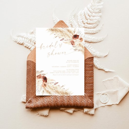Boho Beige Pampas Grass Brautparty Einladung