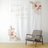 Boho Beige Pampas Grass Brautparty Hintergrund Wandteppich (Beispiel)