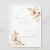 Boho Beige Pampas Grass Bridal Brunch Einladung (Vorderseite)