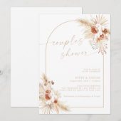 Boho Beige Pampas Grass Couples Dusche Einladung (Vorne/Hinten)