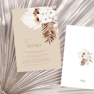 Boho Beige Pampas Grass Orchid Wedding Details Begleitkarte
