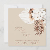 Boho Beige Pampas Grass Orchid Wedding Save The Date (Vorderseite)