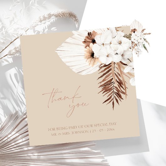 Boho Beige Pampas Grass Orchid Wedding Vielen Dank