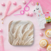 Boho Beige Pampas Grass Wedding Pappteller (Party)