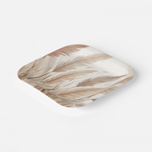 Boho Beige Pampas Grass Wedding Pappteller (Gewinkelt)