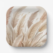 Boho Beige Pampas Grass Wedding Pappteller (Vorderseite)