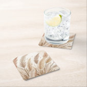 Boho Beige Pampas Grass Wedding Rechteckiger Pappuntersetzer (Vor Ort)