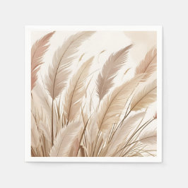 Boho Beige Pampas Grass Wedding Serviette