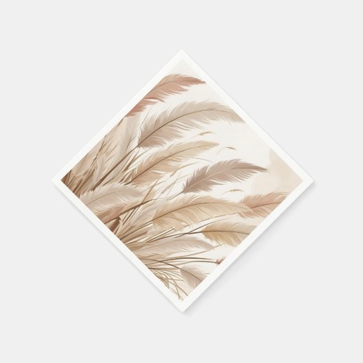 Boho Beige Pampas Grass Wedding Serviette (Ecke)